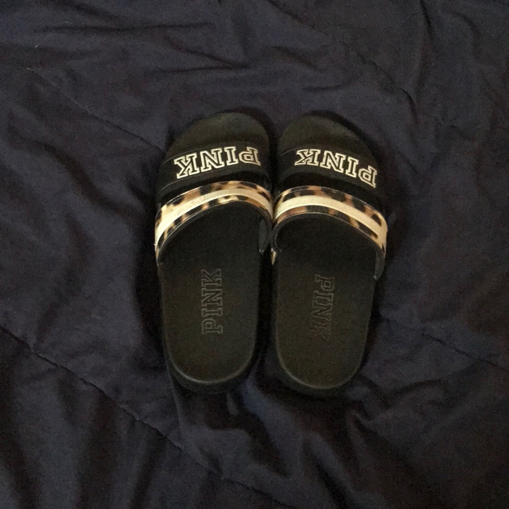 victoria’s secret “pink” leopard print slides